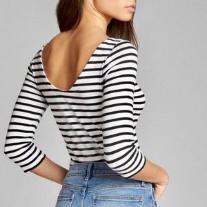 Striped Modern Elbow Length Ballet-Back T-Shirt